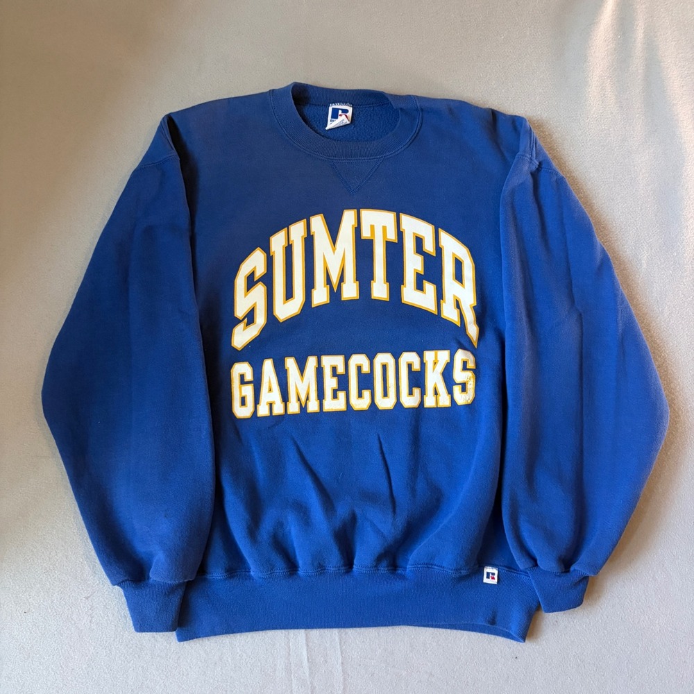Vintage Russell Athletic Sumter Gamecocks Sweatshirt Mens XL Blue Made in USA 53